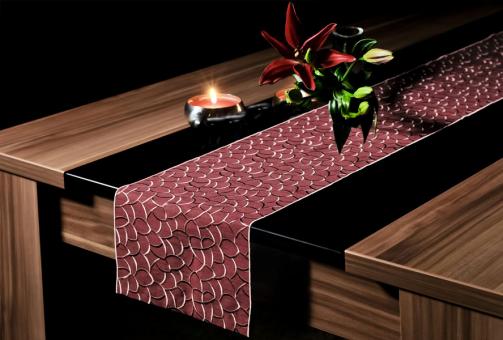 Tischband 24x160 Estria woerell® W.ESTTWTB160024C6RRO rose auf Double F. rot | 160cm