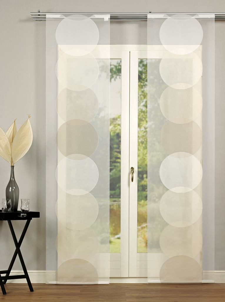 Schiebegardine Transparent Kreise Braun Weiss 60cm X 245cm Gardinen Vorhange